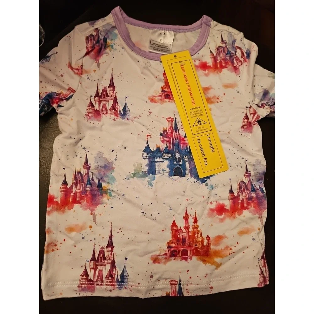 Bamboo 2 T 2 Piece Shirt And Shorts Set Castle Purple/white - Picture 2 of 4
